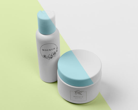 Free High Angle Of Mock-Up Beauty Products Psd