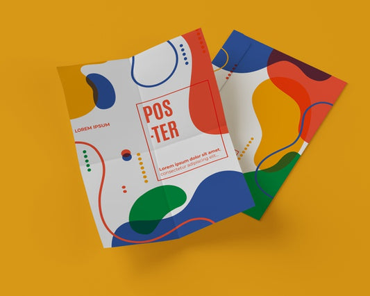 Free High Angle Of Multicolored Shapes On Papers Psd
