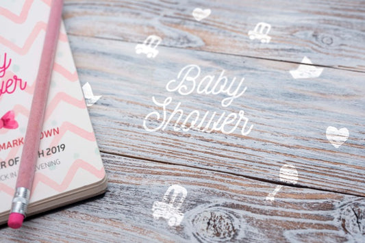 Free High Angle Of Notebook For Baby Shower Psd