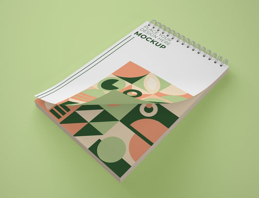 Free High Angle Of Notepad Mock-Up With Geometric Design Psd