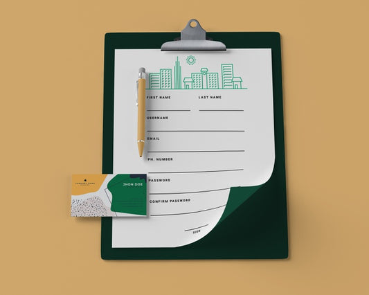 Free High Angle Of Notepad With Paper And Card Psd