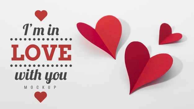 Free High Angle Of Paper Hearts With Message Psd