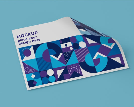 Free High Angle Of Paper Mock-Up With Geometric Design Psd
