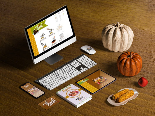 Free High Angle Of Thanksgiving Concept On Wooden Table Psd