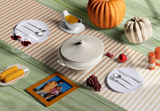 Free High Angle Of Thanksgiving Scene Creator Concept Mock-Up Psd