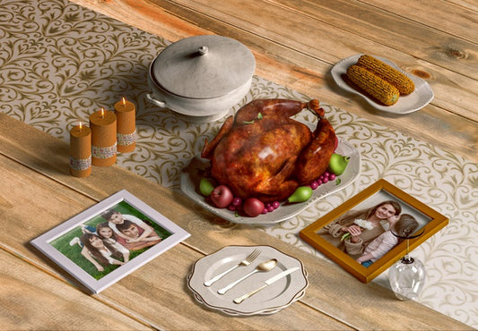 Free High Angle Of Thanksgiving Scene Creator With Frames Mock-Up Psd