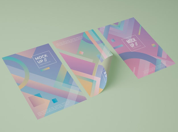 Free High Angle Of Three Papers  With Geometric Design Psd