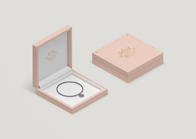 Free High Angle Pink Jewelry Box With Black Bracelet Psd