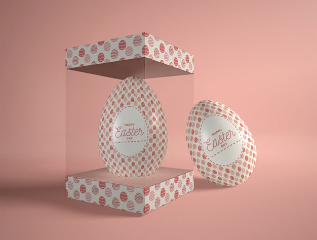 Free High Angle Transparent Box With Easter Egg Psd
