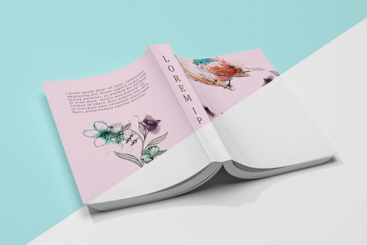 Free High Angle Turned Over Open Book Mock-Up Psd