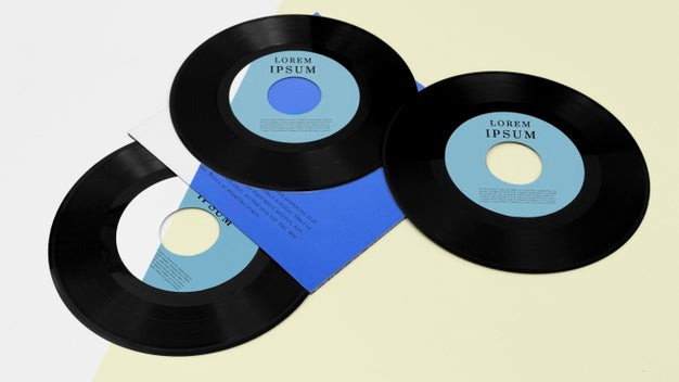 Free High Angle Vinyl Records Mock-Up Composition Psd