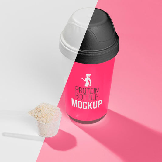 Free High View Bottle Of Protein Powder Mock-Up Psd