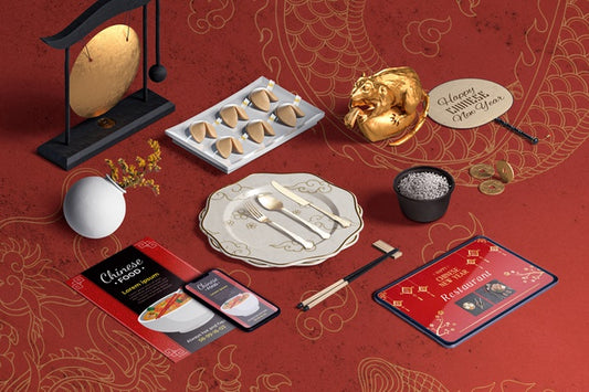 Free High View Cutlery And Fortune Cookies For Chinese New Year Psd