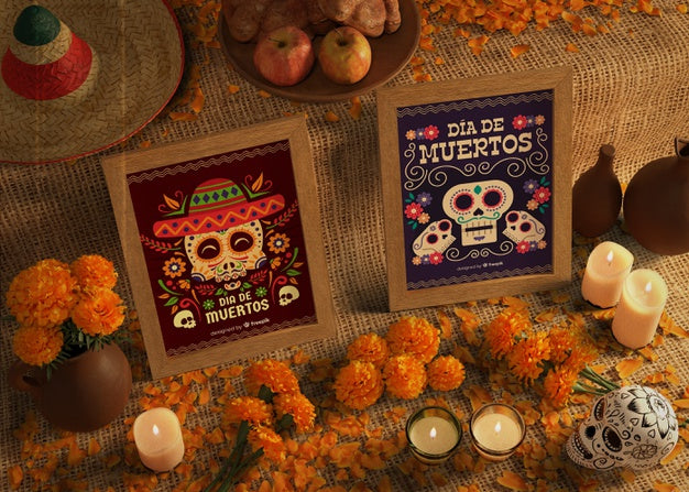 Free High View Day Of Dead Traditional Mexican Mock-Ups Psd