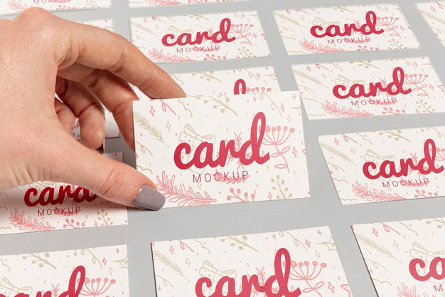 Free High View Hand And Business Cards With Christmas Template Psd