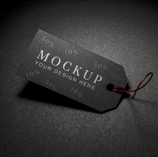 Free High View Mock-Up Black Friday Price Tag With Thread Psd