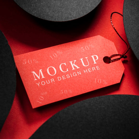 Free High View Mock-Up Black Friday Red Price Tag Psd