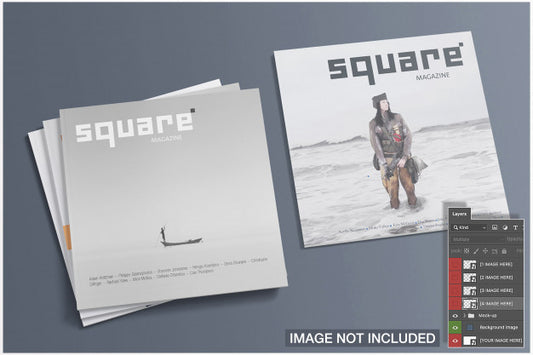 Free High View Of Four Square Magazines Covers Mockup Psd