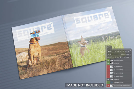 Free High View Of Square Magazines Covers Mockup Psd