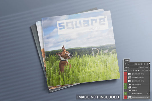 Free High View Of Three Closed Square Magazines Mockup Psd