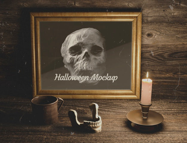 Free High View Skull With Dark Ages Elements Psd