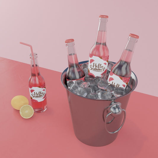 Free High View Soda Bottle In Ice Psd