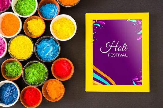 Free Holi Festival Mockup With Frame Psd