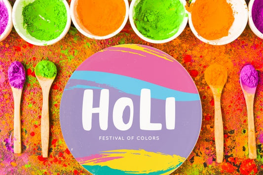 Free Holi Festival Mockup With Round Plate Psd