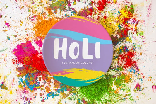 Free Holi Festival Mockup With Round Plate Psd