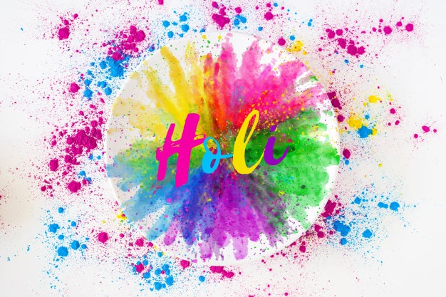 Free Holi Festival Mockup With Round Plate Psd