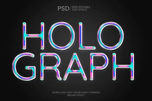 Free Holographic Text Effect Psd