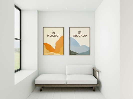 Free Home Composition With Frames Mock-Up Psd