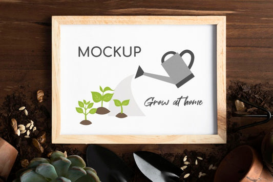 Free Home Gardening Assortment With Frame Mock-Up Psd