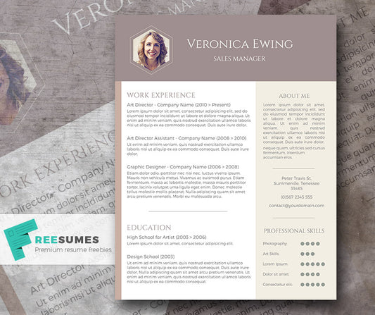 Free Modern Honeycomb Photo CV Resume Template in Minimal Style in Microsoft Word (DOC) Format