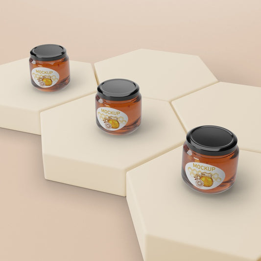 Free Honeycomb Shape With Honey Jars Psd