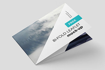 Free Horizontal Bi-Fold Leaflet Mockup