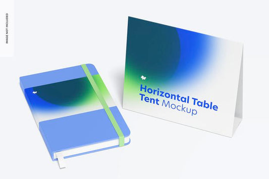 Free Horizontal Table Tent Cards Mockup, Right View Psd