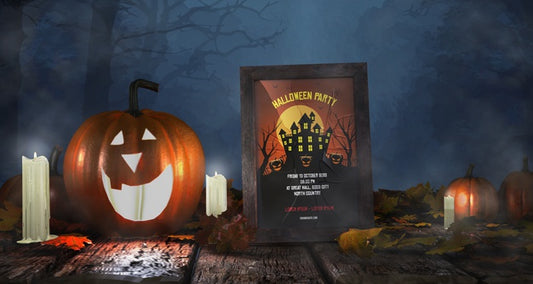 Free Horror Movie Poster With Smiley Pumpkin Psd