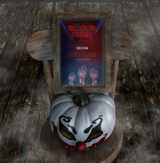 Free Horror Night For Halloween With Clown Pumpkin Psd
