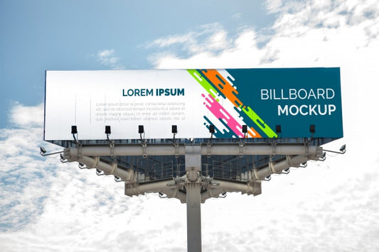 Free Huge Billboard Mockup On Cloudy Sky Psd