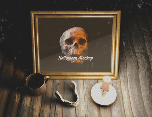 Free Human Mandible On A Table With Mock-Up Skull Psd