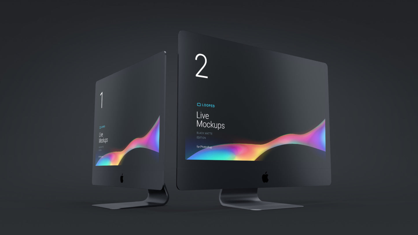 Free 8 Black Matte Apple Devices Mockups in Multiple Views