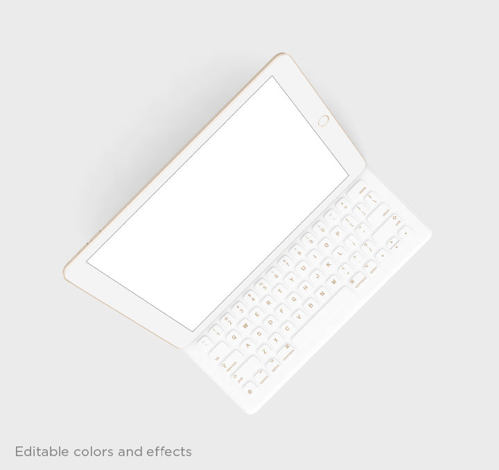 Free White iPad Pro Mockup with Keyboard