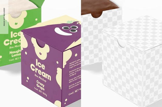 Free Ice Cream Boxes Mockup, Close Up Psd
