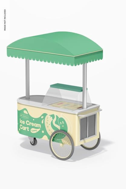 Free Ice Cream Cart Mockup, Left View Psd