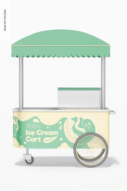 Free Ice Cream Cart Mockup, Side View Psd