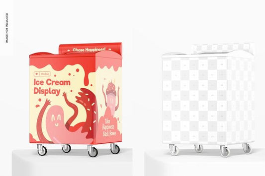 Free Ice Cream Display Mockup, Perspective View Psd