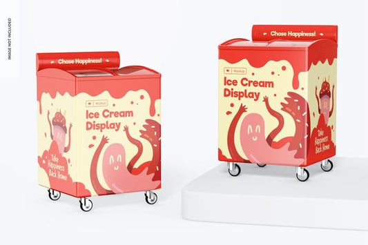Free Ice Cream Displays Mockup, Perspective View Psd