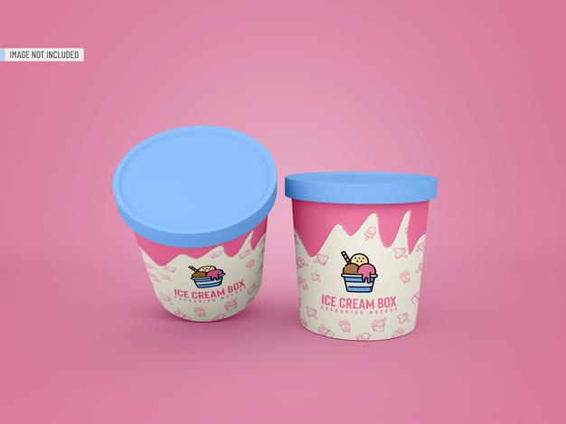 Free Ice Cream Jar Packaging Mockup Psd