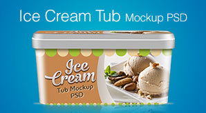 Free Ice Cream Tub Packaging Design Template & Mockup Psd File